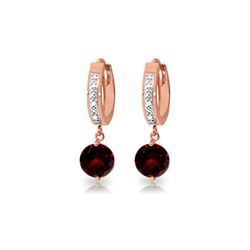 Genuine 2.53 ctw Garnet & Diamond Earrings 14KT Rose Gold - REF-54V6W