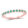 Image 1 : Womens Round Emerald Square Dot Stackable Band Ring 1/5 Cttw 10kt Rose Gold - REF-10H5R