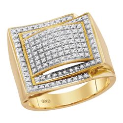 Mens Round Diamond Domed Cluster Ring 1/2 Cttw 10kt Yellow Gold - REF-48M9H