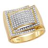 Image 1 : Mens Round Diamond Domed Cluster Ring 1/2 Cttw 10kt Yellow Gold - REF-48M9H