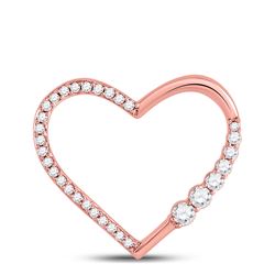 Womens Round Diamond Outline Heart Pendant 1/4 Cttw 10kt Rose Gold - REF-19A5M