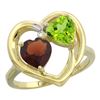 Image 1 : 2.61 CTW Diamond, Garnet & Peridot Ring 10K Yellow Gold - REF-23X7M