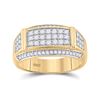 Image 1 : Mens Round Diamond Rectangle Band Ring 1 Cttw 10kt Yellow Gold - REF-85F5W