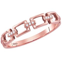 Womens Round Diamond Chain Link Stackable Band Ring .03 Cttw 10kt Rose Gold - REF-9M5H