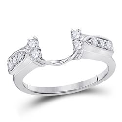 Womens Round Diamond Wrap Ring Guard Enhancer 1/3 Cttw 14kt White Gold - REF-33Y9N