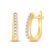 Image 1 : Womens Round Diamond Hoop Earrings 1/4 Cttw 10kt Yellow Gold - REF-21H5R