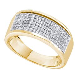 Womens Round Diamond Pave Band Ring 1/3 Cttw 10kt Yellow Gold - REF-19M9H