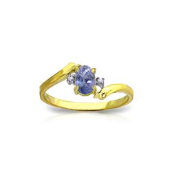 Genuine 0.46 ctw Tanzanite & Diamond Ring 14KT Yellow Gold - REF-31R9P