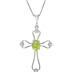 Genuine 0.57 ctw Peridot & Diamond Necklace 14KT White Gold - REF-40N8R