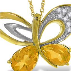 Genuine 3.28 ctw Citrine & Diamond Necklace 14KT Yellow Gold - REF-110F4Z