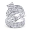 Image 1 : His Hers Round Diamond Cluster Matching Wedding Set 3/4 Cttw 10kt White Gold - REF-61R9X