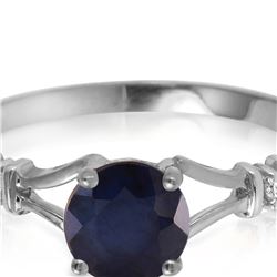 Genuine 1.02 ctw Sapphire & Diamond Ring 14KT White Gold - REF-30N9R