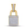 Image 1 : Mens Round Diamond Lock Padlock Charm Pendant 1-1/2 Cttw 10kt Yellow Gold - REF-76K5Y