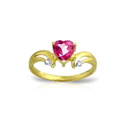 Genuine 0.96 ctw Pink Topaz & Diamond Ring 14KT Yellow Gold - REF-42X2M