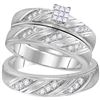 Image 1 : His Hers Princess Diamond Cluster Matching Wedding Set 3/8 Cttw 10kt White Gold - REF-46H9R