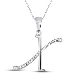 Womens Round Diamond X Initial Letter Pendant 1/20 Cttw 10kt White Gold - REF-6A5M