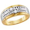 Image 1 : Mens Round Diamond 2-stone Wedding Ring 1/2 Cttw 10kt Two-tone Gold - REF-52M9H