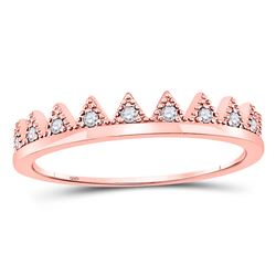 Womens Round Diamond Chevron Stackable Band Ring 1/10 Cttw 10kt Rose Gold - REF-10W5K