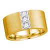 Image 1 : Mens Round Diamond 3-stone Matte Wedding Band 1/2 Cttw 14kt Yellow Gold - REF-170M9H