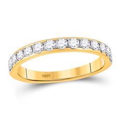 Womens Round Diamond Wedding Single Row Band 1/2 Cttw 14kt Yellow Gold - REF-38K9Y