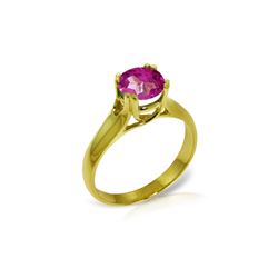 Genuine 1.10 ctw Pink Topaz Ring 14KT Yellow Gold - REF-57M6T