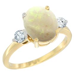 1.61 CTW Opal & Diamond Ring 10K Yellow Gold - REF-61N6Y