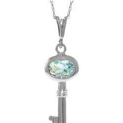 Genuine 0.50 ctw Aquamarine Necklace 14KT White Gold - REF-32H9X