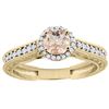 Image 1 : 0.94 CTW Morganite & Diamond Ring 14K Yellow Gold - REF-60M3A