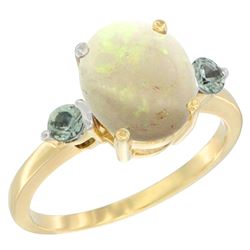 1.65 CTW Opal & Green Sapphire Ring 14K Yellow Gold - REF-31M7A