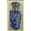 Image 1 : PERFUME BOTTLE BLUE CASED GLASS SILVER TOP #1138635