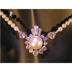 RHJ Simulated Pearl (Comp) Necklace w/ CZs #1162893