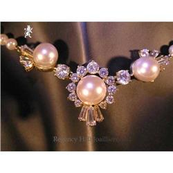 RHJ Simulated Pearl (Comp) Necklace w CZs #1162894