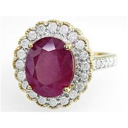 6.75 ct Certified Ruby & VS Diamond Ring 14kt #1163335