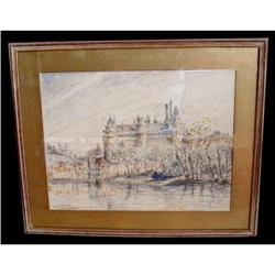 Laval b.1895 Pierrefonds Castle Painting Listed#1163796