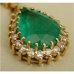 14kt Yellow Gold Diamond 11ct Emerald Necklace #1163814