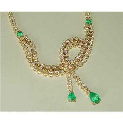 14kt Gold Emerald 17.4ct Diamond Necklace 14k #1163815