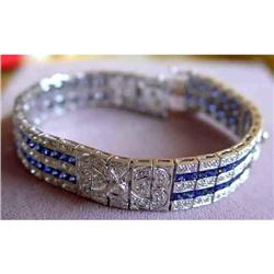 18kt Gold 5.5ct Diamond 4ct Sapphire Bracelet #1163817