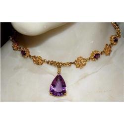 14kt Gold Pearl 28ct Amethyst Necklace 14k #1163822