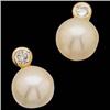 Image 1 : 14k Gold Earrings 8MM PEARL w DIAMOND #1159049