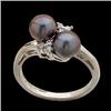 Image 1 : 14k Ring BLACK PEARLS w DIAMONDS #1159066