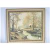 Image 1 : Framed Vintage Print Stream Cottages #1159193