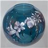 Image 1 : ENAMEL FLOWER IRIDESCENT TEAL GAZING BALL VASE #1159706