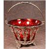 Image 1 : CRANBERRY Silverplate Frame Basket  ANTIQUE #1159900