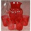 Image 1 : CRANBERRY Pitcher Tumblers VICTORIAN Antique #1160026