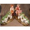 Image 1 : ITALIAN Majolica SWANS Children PAIR Signed #1160293