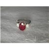 Image 1 : Estate 14K WG 4 CT Ruby Diamond Tri-Stone Ring #1160859