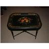 Image 1 : Hand rolled, hand painted tin tray on stand #1184588
