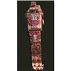 Image 1 : Gold Diamond Ruby Retro Watch #1184794