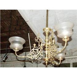 3 L bronze and crystal Nouveau chandelier #1184898