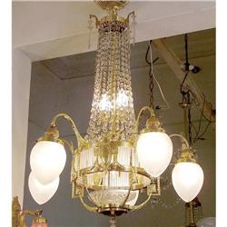 French Bronze Empire 8 L Chandelier #1184900